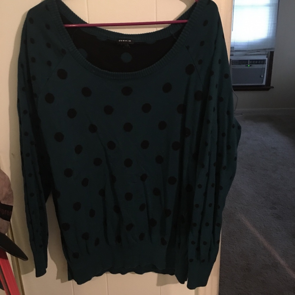 Torrid Blue & Black Polka Dot Sweater